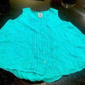 Johnny Was teal blue a line top